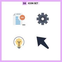 Group of 4 Modern Flat Icons Set for remove energy office media player solution Editable Vector Design Elements