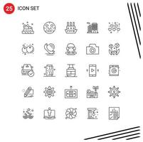 Universal Icon Symbols Group of 25 Modern Lines of love city ship corporation building Editable Vector Design Elements