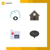 Flat Icon Pack of 4 Universal Symbols of cloud finance contact convo records Editable Vector Design Elements