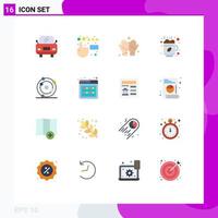 Mobile Interface Flat Color Set of 16 Pictograms of online biochemistry hot biology atom Editable Pack of Creative Vector Design Elements