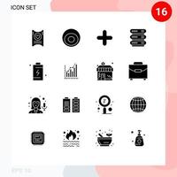 Group of 16 Modern Solid Glyphs Set for cell storage add network computing Editable Vector Design Elements