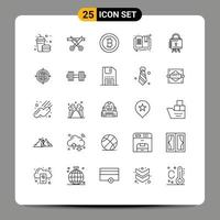 conjunto de 25 iconos modernos de la interfaz de usuario signos de símbolos para la protección de la página de seguridad de bitcoin cibernético elementos de diseño vectorial editables vector