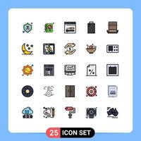 conjunto de 25 iconos de interfaz de usuario modernos signos de símbolos para elementos de diseño vectorial editables de batería de potencia de desarrollo de moda superior vector