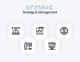 paquete de iconos de línea de estrategia y gestión 5 diseño de iconos. proyecto. equipo. configuración. negocio. perfil vector