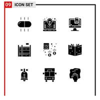 9 Creative Icons Modern Signs and Symbols of calculator audit computer account living Editable Vector Design Elements