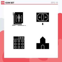 User Interface Pack of 4 Basic Solid Glyphs of code business language commerce technology Editable Vector Design Elements