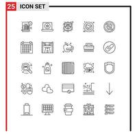 Modern Set of 25 Lines Pictograph of mobile avoid internet bot forbidden no love Editable Vector Design Elements