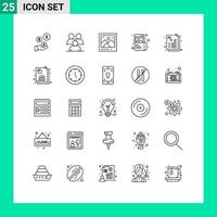 Modern Set of 25 Lines Pictograph of image designing human creative picture Editable Vector Design Elements