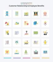 Creative Customer Relationship And Employee Benefits 25 Flat icon pack  Such As theater. profile image. money. id. user vector