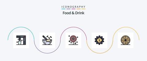 Food And Drink Line Filled Flat 5 Icon Pack Including drink. bottle. restaurant. lollipop. drink vector