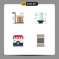 4 concepto de icono plano para sitios web móviles y aplicaciones caja de embalaje ligero tienda de electricidad elementos de diseño vectorial editables vector