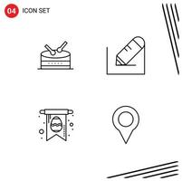 4 Thematic Vector Filledline Flat Colors and Editable Symbols of drum location write card marker Editable Vector Design Elements