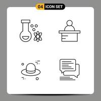 4 User Interface Line Pack of modern Signs and Symbols of atom canada space teacher communication Editable Vector Design Elements