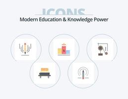 educación moderna y poder del conocimiento paquete de iconos planos 5 diseño de iconos. física. educación. arte digital . primer lugar. pedestal vector