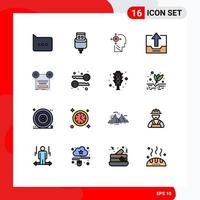 Modern Set of 16 Flat Color Filled Lines and symbols such as recording upload transform office close Editable Creative Vector Design Elements