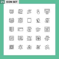 paquete de iconos de vector de stock de 25 signos y símbolos de línea para elementos de diseño de vector editables de soporte de dedo de experimento de gesto de mano