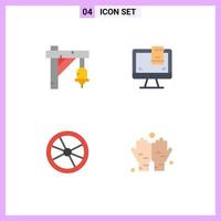 Set of 4 Modern UI Icons Symbols Signs for bell chemistry transportation monitor experiment Editable Vector Design Elements