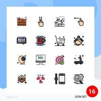 Universal Icon Symbols Group of 16 Modern Flat Color Filled Lines of knowledge book car left gestures Editable Creative Vector Design Elements