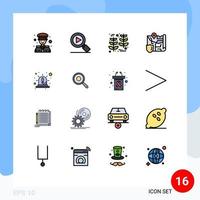 16 iconos creativos signos y símbolos modernos de alerta de luz mapa de seguridad de cosecha elementos de diseño de vectores creativos editables