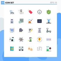 conjunto de color plano de interfaz móvil de 25 pictogramas de elementos de diseño de vector editables de etiqueta de negocio de lista humana de destino