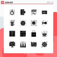 Set of 16 Modern UI Icons Symbols Signs for time mounth smartphone date typing Editable Vector Design Elements