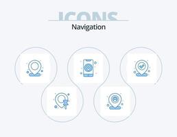 Navigation Blue Icon Pack 5 Icon Design. checked. map. map. location. maps vector