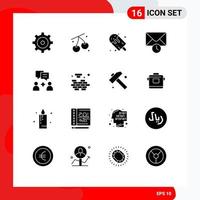 Modern Set of 16 Solid Glyphs and symbols such as logic group food man mail Editable Vector Design Elements