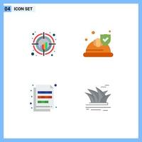 4 iconos planos universales establecidos para aplicaciones web y móviles gráfico de color objetivo archivo de seguro elementos de diseño vectorial editables vector