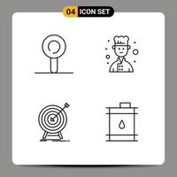 conjunto de 4 iconos de interfaz de usuario modernos signos de símbolos para elementos de diseño vectorial editables de negocio de éxito de chef objetivo de paleta vector