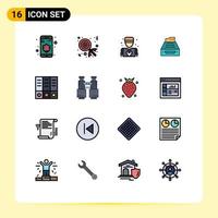 Universal Icon Symbols Group of 16 Modern Flat Color Filled Lines of archive inbox plumber database accounts Editable Creative Vector Design Elements