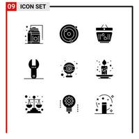 Universal Icon Symbols Group of 9 Modern Solid Glyphs of autumn hardware love computer spanner Editable Vector Design Elements