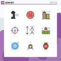 Group of 9 Modern Flat Colors Set for font target ui profile management Editable Vector Design Elements