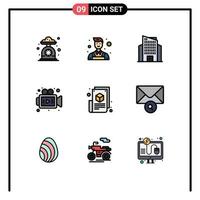 Set of 9 Modern UI Icons Symbols Signs for web blogging blogger building blog page media Editable Vector Design Elements