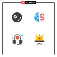 Modern Set of 4 Flat Icons Pictograph of game help pool global invesment service Editable Vector Design Elements