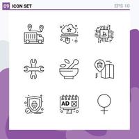 Outline Pack of 9 Universal Symbols of wrench options mouse fintech computer Editable Vector Design Elements
