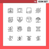 Stock Vector Icon Pack of 16 Line Signs and Symbols for schedule gear computers process hardware Editable Vector Design Elements