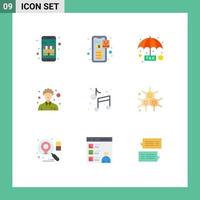 Modern Set of 9 Flat Colors Pictograph of art person evasion man community Editable Vector Design Elements