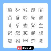 Pack of 25 creative Lines of mobile folder answer favorite science Editable Vector Design Elements