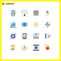 Mobile Interface Flat Color Set of 16 Pictograms of drop home search document weight Editable Pack of Creative Vector Design Elements