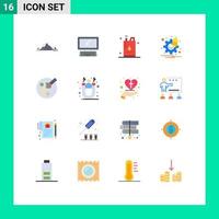 Set of 16 Modern UI Icons Symbols Signs for settings notification keyboard power gallon Editable Pack of Creative Vector Design Elements