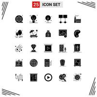 Group of 25 Modern Solid Glyphs Set for server internet idea connection nature Editable Vector Design Elements