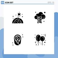 Modern Set of 4 Solid Glyphs and symbols such as earth child flag storage balloon Editable Vector Design Elements
