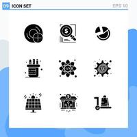 User Interface Pack of 9 Basic Solid Glyphs of supplies office business pie diagram Editable Vector Design Elements