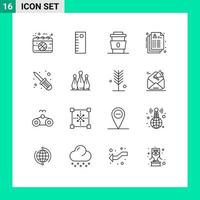 Set of 16 Modern UI Icons Symbols Signs for screw driver record cup medical care Editable Vector Design Elements
