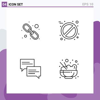 paquete de línea de vector editable de 4 colores planos de línea de llenado simple de mensaje de hipervínculo tableta de enlace web elementos de diseño de vector editable chino