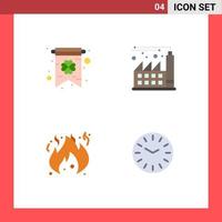 Mobile Interface Flat Icon Set of 4 Pictograms of card time digital danger cleaning Editable Vector Design Elements