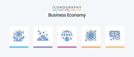 paquete de iconos de economía azul 5 que incluye economía. dinero. bancario. intercambio. bancario. diseño de iconos creativos vector