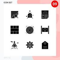 Group of 9 Solid Glyphs Signs and Symbols for interface frame wash user page Editable Vector Design Elements