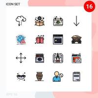 conjunto de 16 iconos de interfaz de usuario modernos signos de símbolos para antivirus de computadora flecha de alerta de otoño elementos de diseño de vectores creativos editables