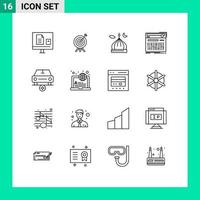 Set of 16 Modern UI Icons Symbols Signs for studio controller board control moon Editable Vector Design Elements